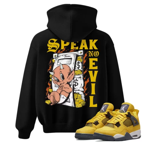 TeeVivo Hoodie Match Air Jordan 4 Retro Lightning Speak no evil – Air Jordan 4 Hoodie, AJ4 Hoodie
