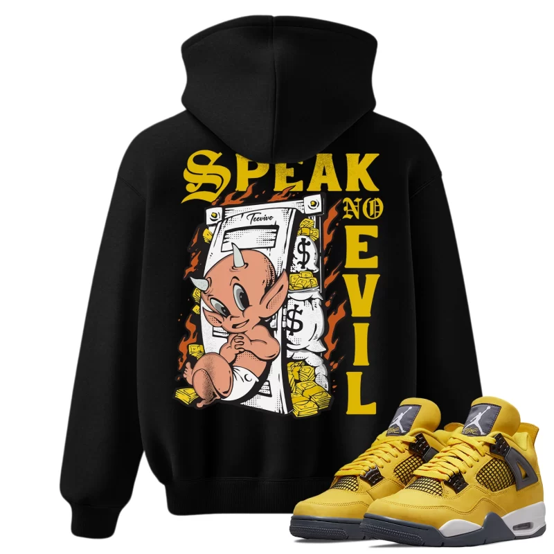 TeeVivo Hoodie Match Air Jordan 4 Retro Lightning Speak no evil – Air Jordan 4 Hoodie, AJ4 Hoodie