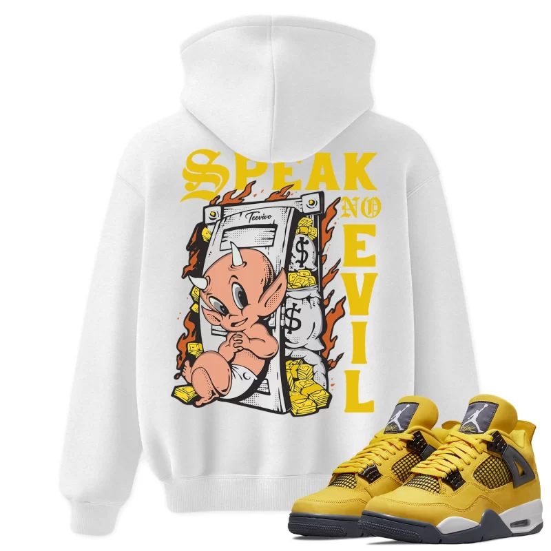 TeeVivo Hoodie Match Air Jordan 4 Retro Lightning Speak no evil – Air Jordan 4 Hoodie, AJ4 Hoodie