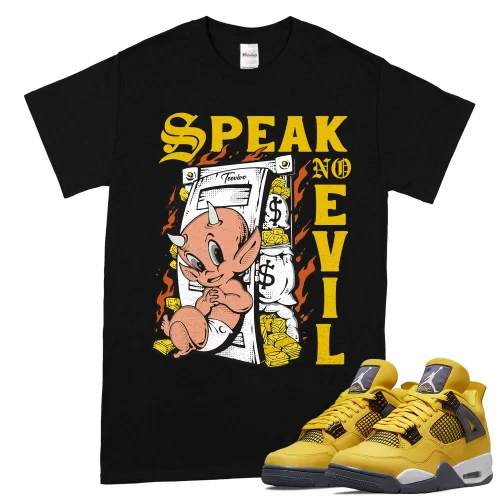TeeVivo T-Shirt Match Air Jordan 4 Retro Lightning Speak no evil – Air Jordan 4 Shirt, AJ4 Shirt