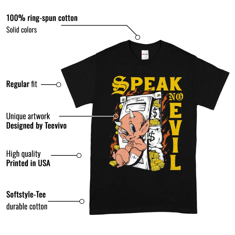 TeeVivo T-Shirt Match Air Jordan 4 Retro Lightning Speak no evil – Air Jordan 4 Shirt, AJ4 Shirt