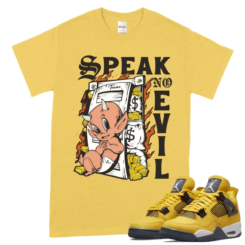 TeeVivo T-Shirt Match Air Jordan 4 Retro Lightning Speak no evil – Air Jordan 4 Shirt, AJ4 Shirt