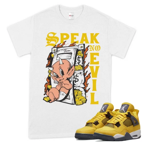 TeeVivo T-Shirt Match Air Jordan 4 Retro Lightning Speak no evil – Air Jordan 4 Shirt, AJ4 Shirt