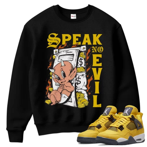 TeeVivo Sweatshirt Match Air Jordan 4 Retro Lightning Speak no evil – Air Jordan 4 Sweatshirt, AJ4 Sweatshirt