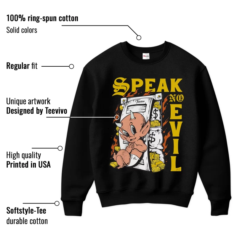 TeeVivo Sweatshirt Match Air Jordan 4 Retro Lightning Speak no evil – Air Jordan 4 Sweatshirt, AJ4 Sweatshirt