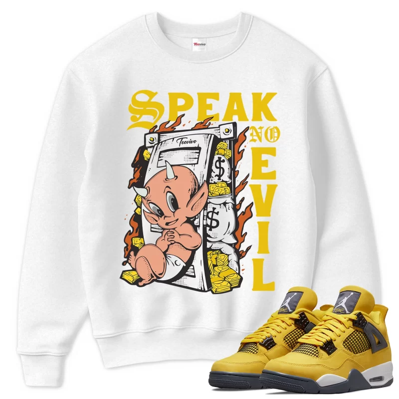 TeeVivo Sweatshirt Match Air Jordan 4 Retro Lightning Speak no evil – Air Jordan 4 Sweatshirt, AJ4 Sweatshirt