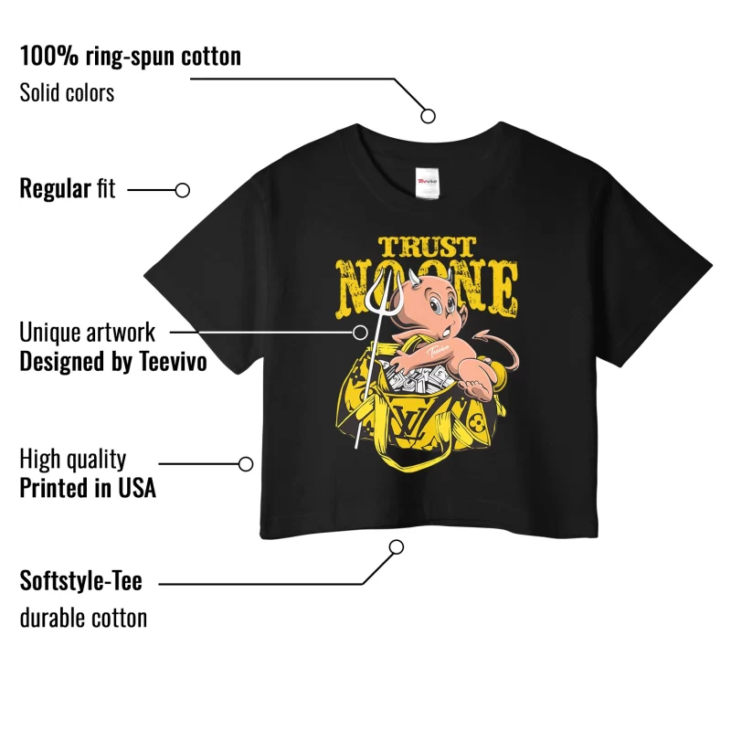 TeeVivo Crop Top Match Air Jordan 4 Retro Lightning Trust no one – Air Jordan 4 Crop Top, AJ4 Crop Top