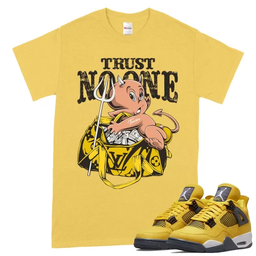 TeeVivo T-Shirt Match Air Jordan 4 Retro Lightning Trust no one – Air Jordan 4 Shirt, AJ4 Shirt