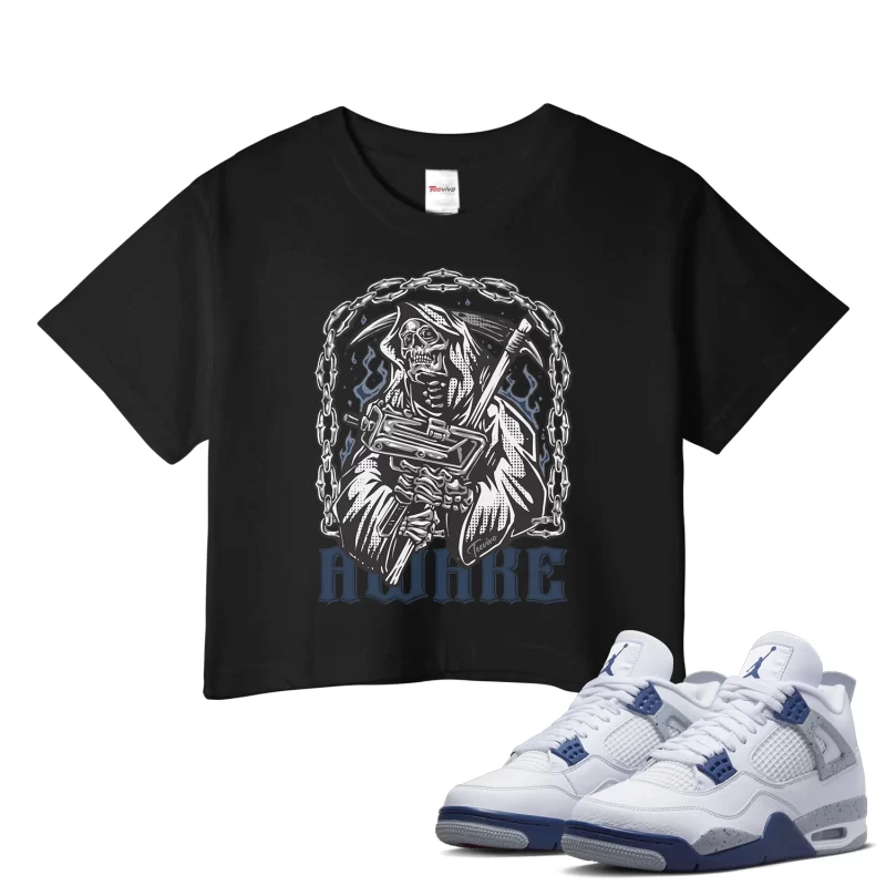TeeVivo Crop Top Match Air Jordan 4 Retro Midnight Navy Awake – Air Jordan 4 Crop Top, AJ4 Crop Top