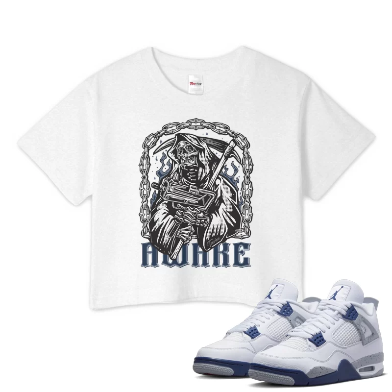 TeeVivo Crop Top Match Air Jordan 4 Retro Midnight Navy Awake – Air Jordan 4 Crop Top, AJ4 Crop Top