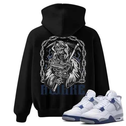 TeeVivo Hoodie Match Air Jordan 4 Retro Midnight Navy Awake – Air Jordan 4 Hoodie, AJ4 Hoodie