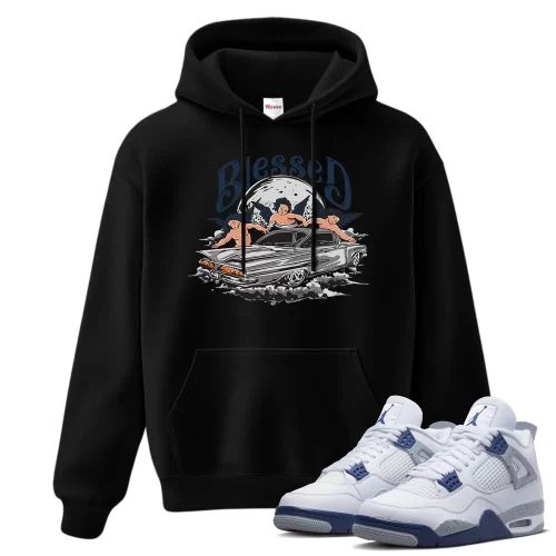 TeeVivo Hoodie Match Air Jordan 4 Retro Midnight Navy Blessed – Air Jordan 4 Hoodie, AJ4 Hoodie