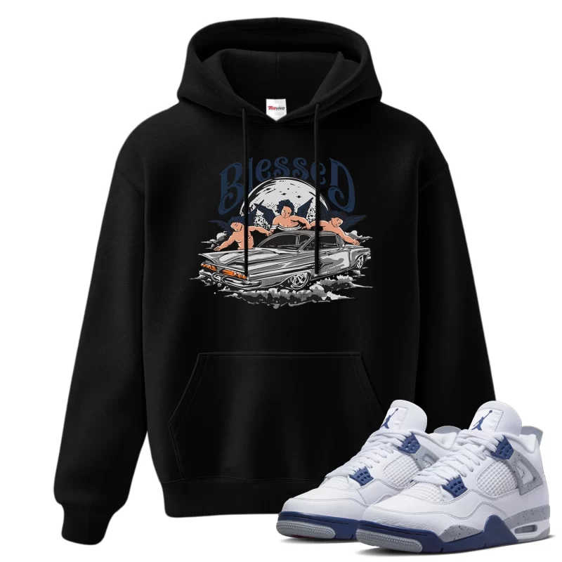 TeeVivo Hoodie Match Air Jordan 4 Retro Midnight Navy Blessed – Air Jordan 4 Hoodie, AJ4 Hoodie