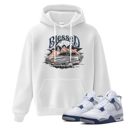 TeeVivo Hoodie Match Air Jordan 4 Retro Midnight Navy Blessed – Air Jordan 4 Hoodie, AJ4 Hoodie