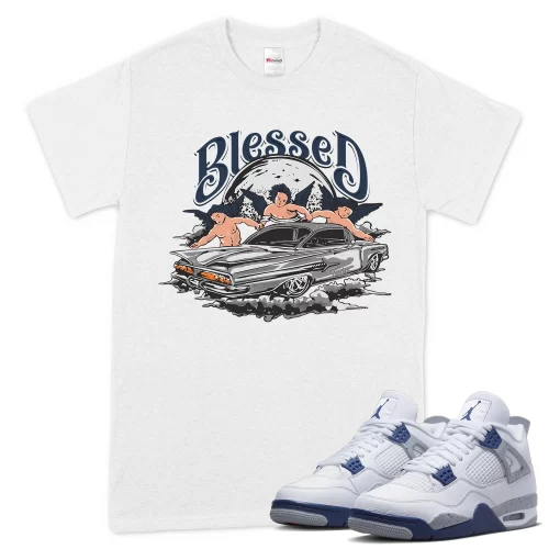 TeeVivo T-Shirt Match Air Jordan 4 Retro Midnight Navy Blessed – Air Jordan 4 Shirt, AJ4 Shirt
