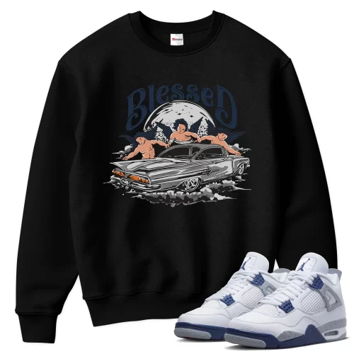 TeeVivo Sweatshirt Match Air Jordan 4 Retro Midnight Navy Blessed – Air Jordan 4 Sweatshirt, AJ4 Sweatshirt