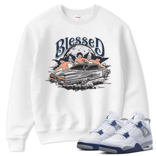 TeeVivo Sweatshirt Match Air Jordan 4 Retro Midnight Navy Blessed – Air Jordan 4 Sweatshirt, AJ4 Sweatshirt