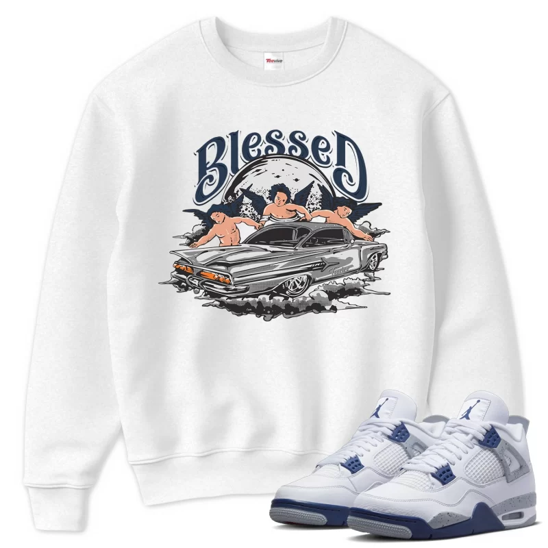 TeeVivo Sweatshirt Match Air Jordan 4 Retro Midnight Navy Blessed – Air Jordan 4 Sweatshirt, AJ4 Sweatshirt