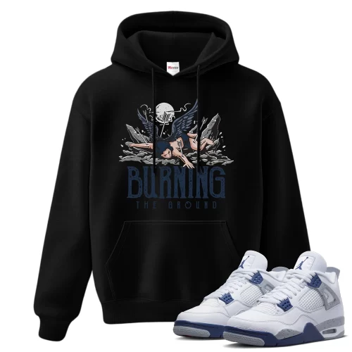 TeeVivo Hoodie Match Air Jordan 4 Retro Midnight Navy Burning the ground – Air Jordan 4 Hoodie, AJ4 Hoodie
