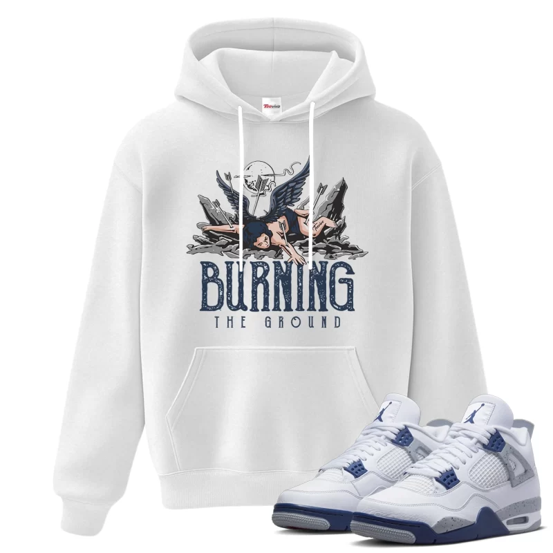 TeeVivo Hoodie Match Air Jordan 4 Retro Midnight Navy Burning the ground – Air Jordan 4 Hoodie, AJ4 Hoodie