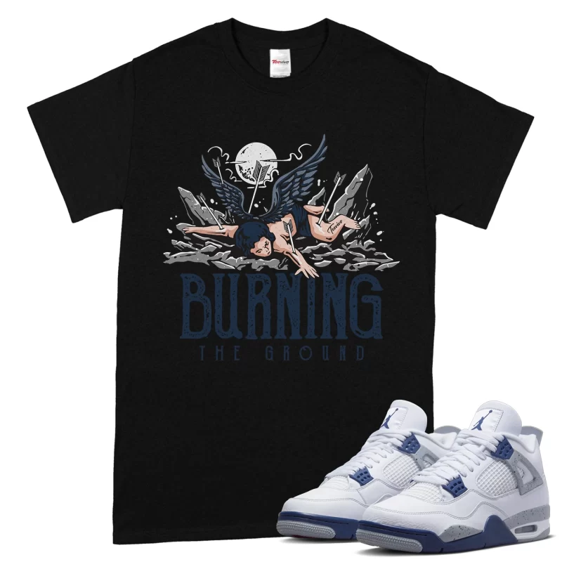 TeeVivo T-Shirt Match Air Jordan 4 Retro Midnight Navy Burning the ground – Air Jordan 4 Shirt, AJ4 Shirt