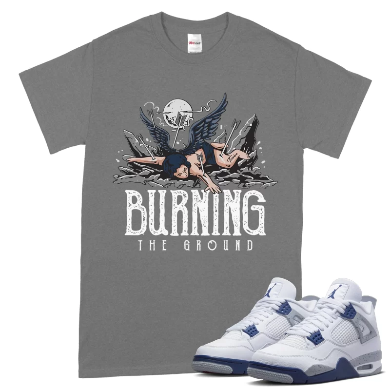 TeeVivo T-Shirt Match Air Jordan 4 Retro Midnight Navy Burning the ground – Air Jordan 4 Shirt, AJ4 Shirt