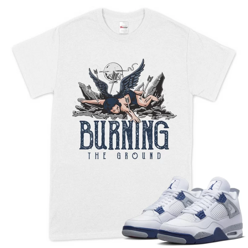 TeeVivo T-Shirt Match Air Jordan 4 Retro Midnight Navy Burning the ground – Air Jordan 4 Shirt, AJ4 Shirt