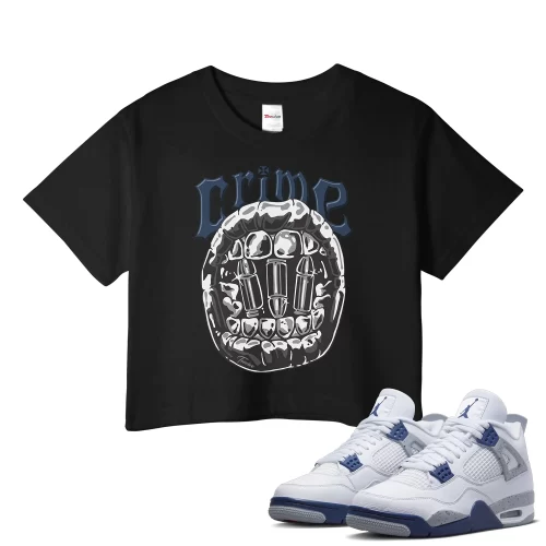 TeeVivo Crop Top Match Air Jordan 4 Retro Midnight Navy Crime – Air Jordan 4 Crop Top, AJ4 Crop Top