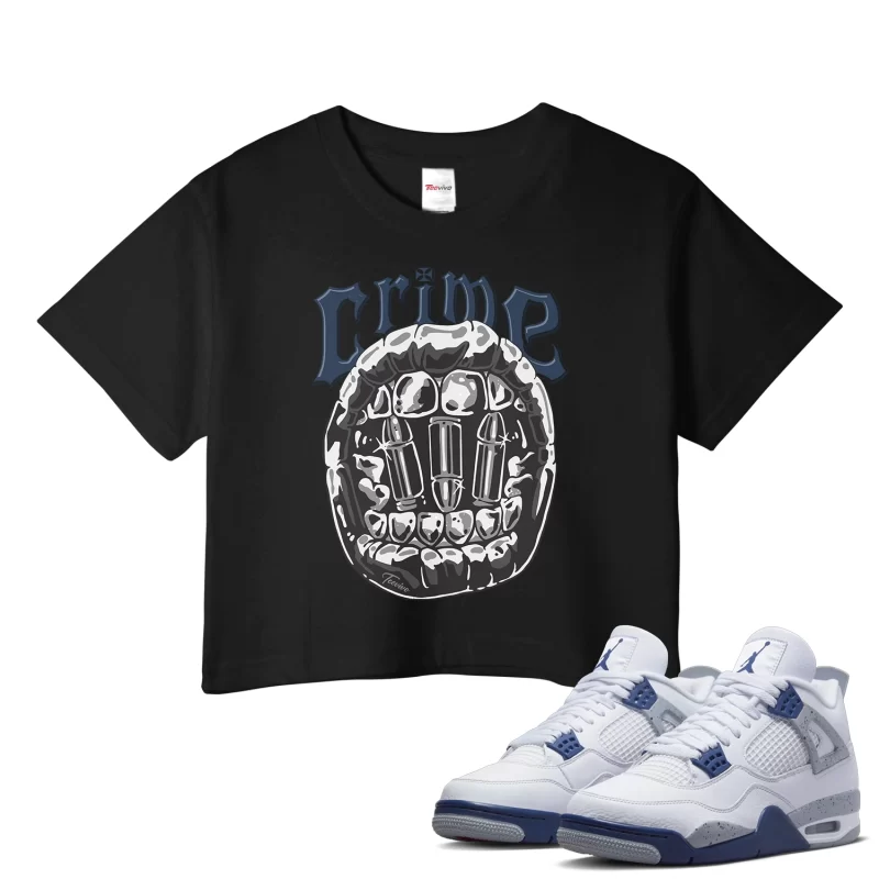 TeeVivo Crop Top Match Air Jordan 4 Retro Midnight Navy Crime – Air Jordan 4 Crop Top, AJ4 Crop Top
