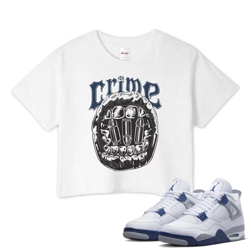 TeeVivo Crop Top Match Air Jordan 4 Retro Midnight Navy Crime – Air Jordan 4 Crop Top, AJ4 Crop Top