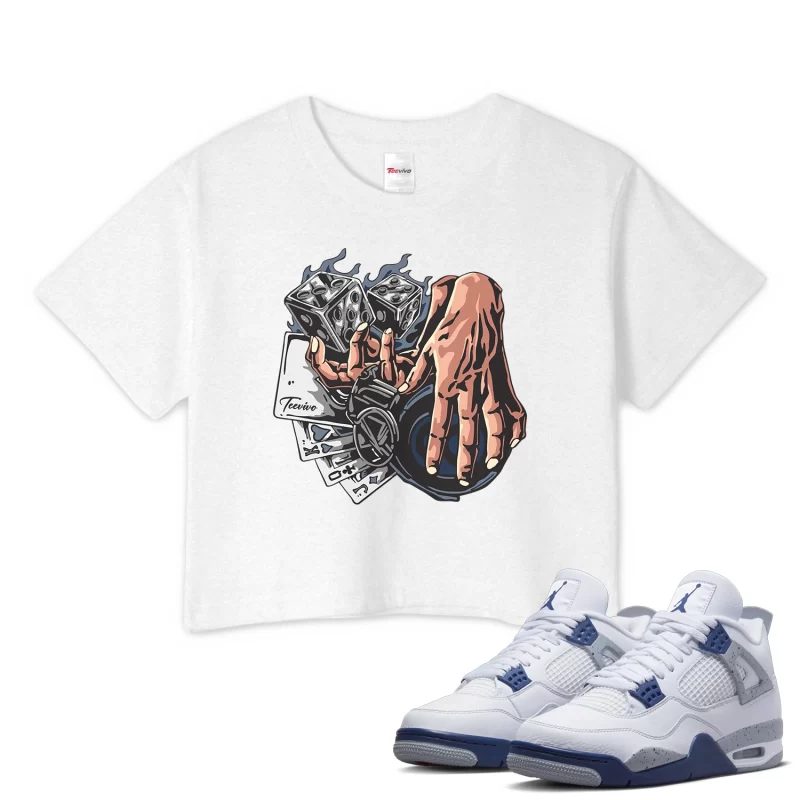 TeeVivo Crop Top Match Air Jordan 4 Retro Midnight Navy Gambling – Air Jordan 4 Crop Top, AJ4 Crop Top