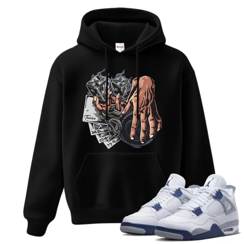 TeeVivo Hoodie Match Air Jordan 4 Retro Midnight Navy Gambling – Air Jordan 4 Hoodie, AJ4 Hoodie