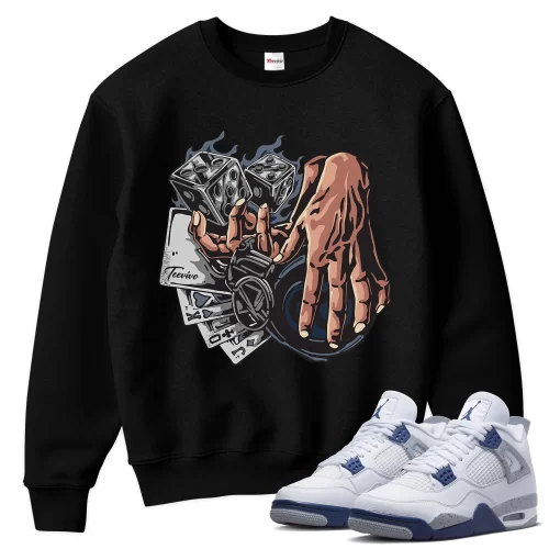 TeeVivo Sweatshirt Match Air Jordan 4 Retro Midnight Navy Gambling – Air Jordan 4 Sweatshirt, AJ4 Sweatshirt
