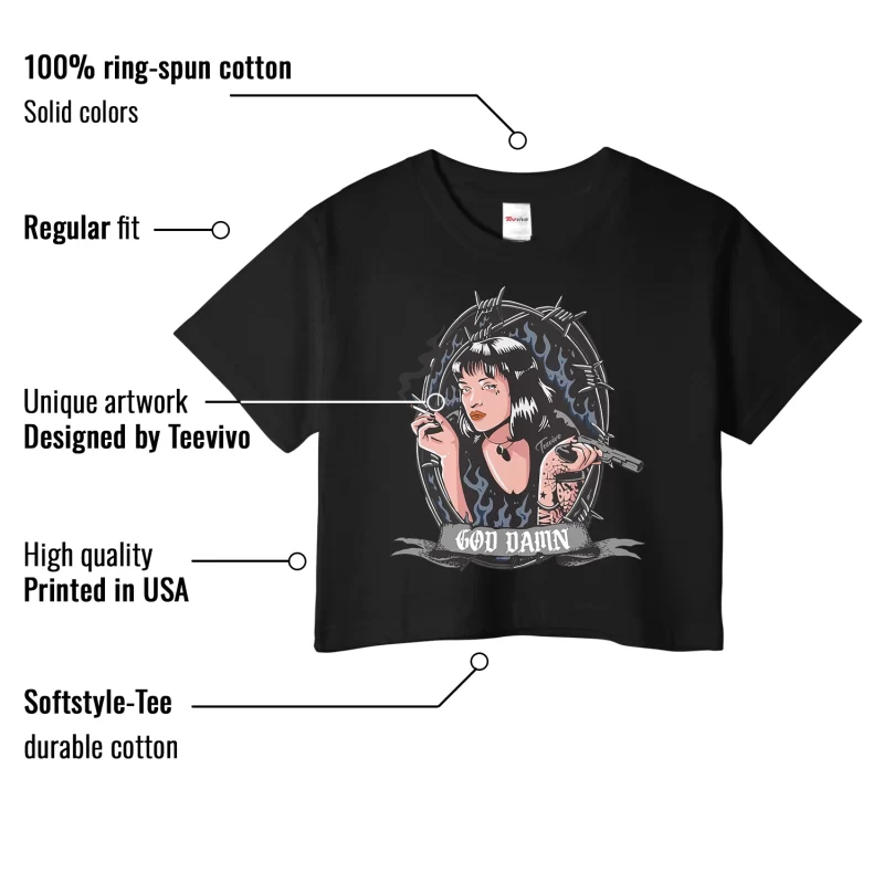 TeeVivo Crop Top Match Air Jordan 4 Retro Midnight Navy God Daaamn – Air Jordan 4 Crop Top, AJ4 Crop Top