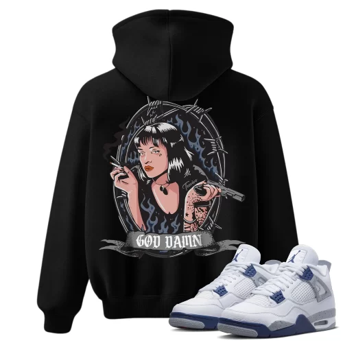 TeeVivo Hoodie Match Air Jordan 4 Retro Midnight Navy God Daaamn – Air Jordan 4 Hoodie, AJ4 Hoodie
