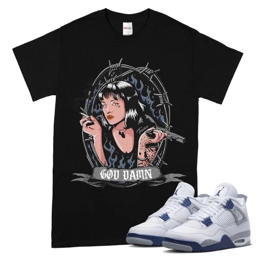 TeeVivo T-Shirt Match Air Jordan 4 Retro Midnight Navy God Daaamn – Air Jordan 4 Shirt, AJ4 Shirt
