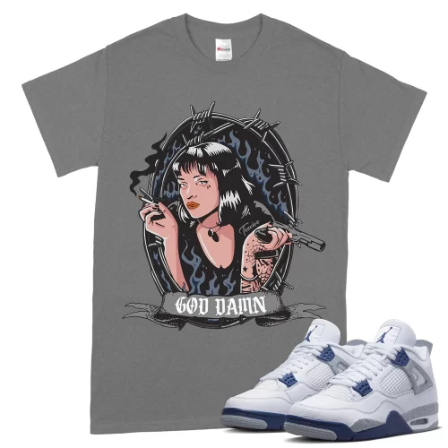 TeeVivo T-Shirt Match Air Jordan 4 Retro Midnight Navy God Daaamn – Air Jordan 4 Shirt, AJ4 Shirt