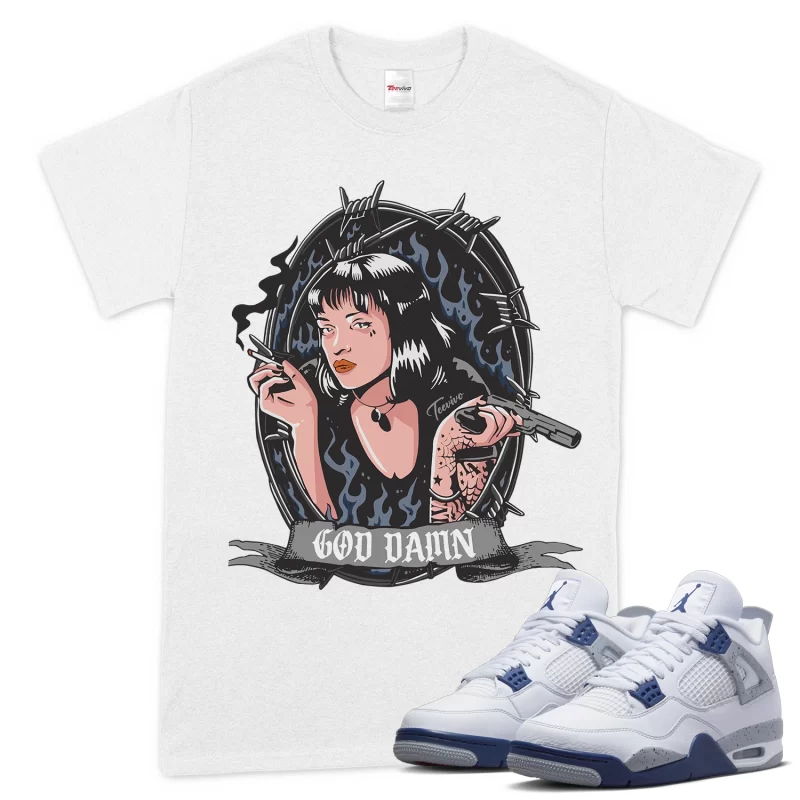 TeeVivo T-Shirt Match Air Jordan 4 Retro Midnight Navy God Daaamn – Air Jordan 4 Shirt, AJ4 Shirt