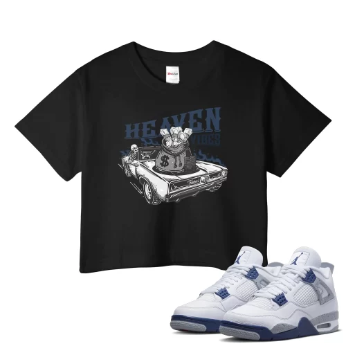 TeeVivo Crop Top Match Air Jordan 4 Retro Midnight Navy Heaven vibes – Air Jordan 4 Crop Top, AJ4 Crop Top