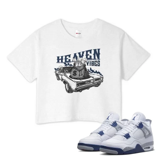 TeeVivo Crop Top Match Air Jordan 4 Retro Midnight Navy Heaven vibes – Air Jordan 4 Crop Top, AJ4 Crop Top