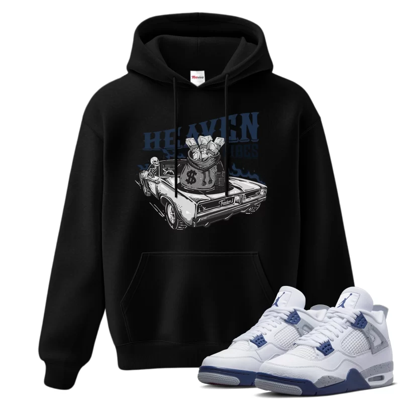 TeeVivo Hoodie Match Air Jordan 4 Retro Midnight Navy Heaven vibes – Air Jordan 4 Hoodie, AJ4 Hoodie
