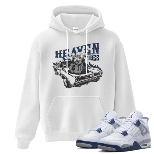 TeeVivo Hoodie Match Air Jordan 4 Retro Midnight Navy Heaven vibes – Air Jordan 4 Hoodie, AJ4 Hoodie