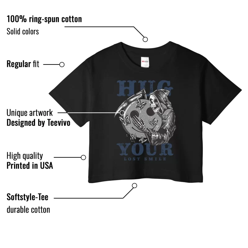 TeeVivo Crop Top Match Air Jordan 4 Retro Midnight Navy Hug your lost smile – Air Jordan 4 Crop Top, AJ4 Crop Top