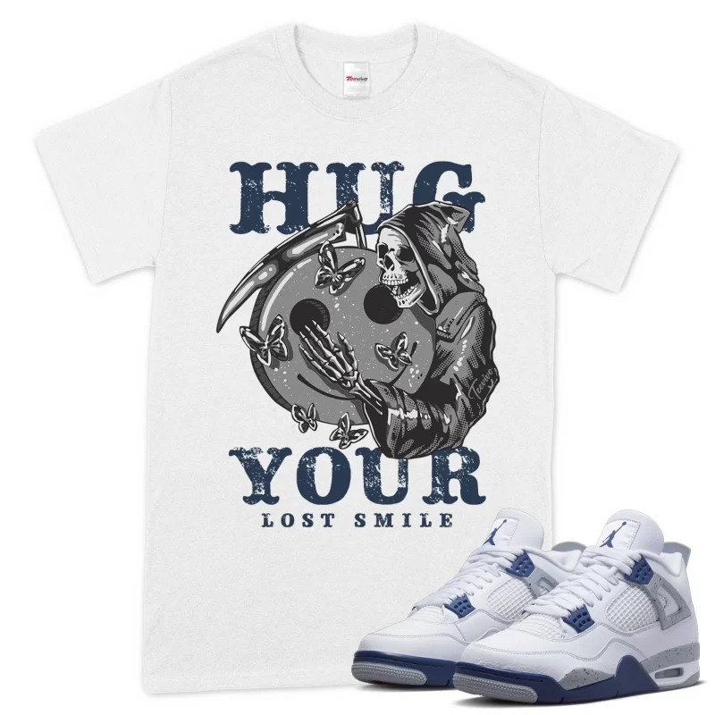 TeeVivo T-Shirt Match Air Jordan 4 Retro Midnight Navy Hug your lost smile – Air Jordan 4 Shirt, AJ4 Shirt