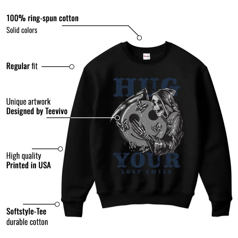 TeeVivo Sweatshirt Match Air Jordan 4 Retro Midnight Navy Hug your lost smile – Air Jordan 4 Sweatshirt, AJ4 Sweatshirt