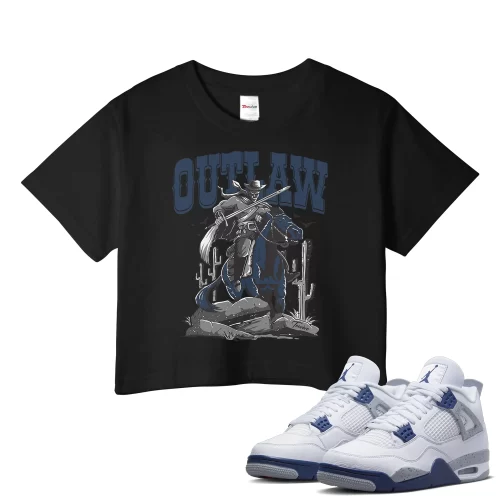 TeeVivo Crop Top Match Air Jordan 4 Retro Midnight Navy Outlaw – Air Jordan 4 Crop Top, AJ4 Crop Top