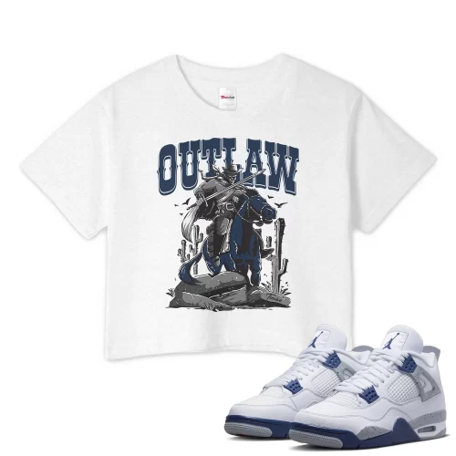 TeeVivo Crop Top Match Air Jordan 4 Retro Midnight Navy Outlaw – Air Jordan 4 Crop Top, AJ4 Crop Top
