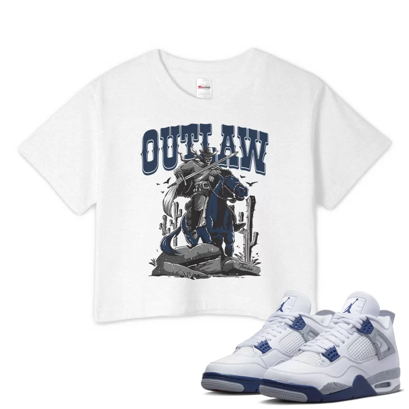 TeeVivo Crop Top Match Air Jordan 4 Retro Midnight Navy Outlaw – Air Jordan 4 Crop Top, AJ4 Crop Top
