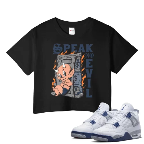 TeeVivo Crop Top Match Air Jordan 4 Retro Midnight Navy Speak no evil – Air Jordan 4 Crop Top, AJ4 Crop Top