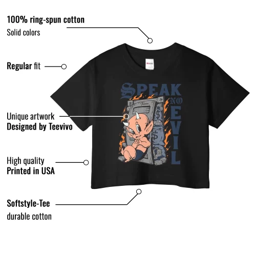 TeeVivo Crop Top Match Air Jordan 4 Retro Midnight Navy Speak no evil – Air Jordan 4 Crop Top, AJ4 Crop Top
